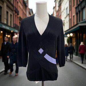 Jamie Sadock Silk Blend Black Top L Minimalist Modern Artsy Avant Garde Unique